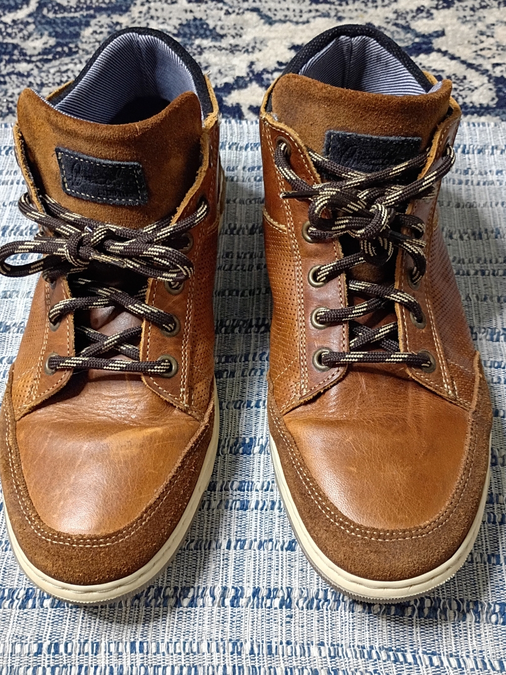 Bull Boxer Men's Laytone Brown Mid-Top Leather Casual Sneakers, Size 8